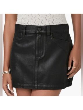 PAIGE Black Ryder Denim Midnight Oil Coating Skirt Size 32 NWT!
